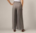 Belted Topstitch Wide Leg Pleat Pant In Slate Grey Ivory 5