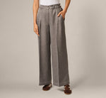 Belted Topstitch Wide Leg Pleat Pant In Slate Grey Ivory 2