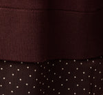 Long Sleeve Ruffle Cuff Sweater Vest Twofer Top In Chocolate W  Chocolate Iv Dot 7