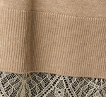 Long Sleeve Lace Twofer Sweater Top In Natural Heather Ivory 7