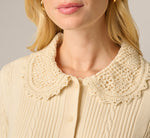 Cable Knit Crochet Peter Pan Collar Cardigan Sweater In Cream 4