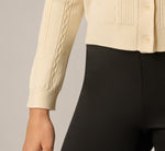 Cable Knit Crochet Peter Pan Collar Cardigan Sweater In Cream 5