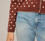 Long Sleeve Crew Neck Cardigan Sweater In Hazelnut Cream 5