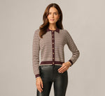Long Sleeve Polo Collar Cardigan Sweater In Chocolate Cream 4
