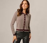 Long Sleeve Polo Collar Cardigan Sweater In Chocolate Cream 2