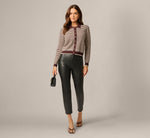Long Sleeve Polo Collar Cardigan Sweater In Chocolate Cream 3