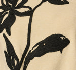 Short Sleeve Floral Embroidered Pullover Sweater In Cream Black 7