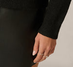 Long Sleeve Bow Shoulder Sweater In Black Cream 5