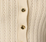 Bell Sleeve Open Cable Knit Peplum Flouce Cardigan In Cream 7
