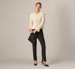 Bell Sleeve Open Cable Knit Peplum Flouce Cardigan In Cream 2