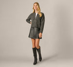 Pearly Beaded Bomber Jacket Sweater In Soft Charcoal 2