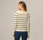 Long Sleeve Sailor Bow Collar Open Pointelle Sweater In Cream Black 6