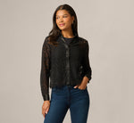 Long Sleeve Satin Trim Sheer Lace Blouse In Black 3