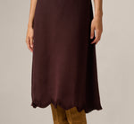 Scalloped Fringe Sweater Knit Midi Skirt In Chocolate 4
