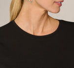 Short Sleeve Scalloped Rhinestone Trim Top In Black 5