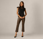 Flutter Sleeve Lace Illusion Peplum Top In Black 2