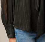 Long Raglan Sleeve Tie Neck Blouse In Black 5