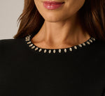 Long Sleeve Rhinestone Scalloped Sweater In Black 4