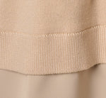 Long Sleeve Tie Neck Pearly Trim Twofer Sweater In Champagne Blush 7