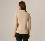 Long Sleeve Tie Neck Pearly Trim Twofer Sweater In Champagne Blush 6