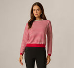 Long Sleeve Pearly Rhinestone Collar Pullover Sweater In Haute Red Ivory 3