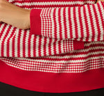 Long Sleeve Pearly Rhinestone Collar Pullover Sweater In Haute Red Ivory 5
