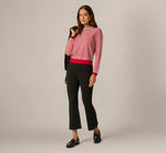 Long Sleeve Pearly Rhinestone Collar Pullover Sweater In Haute Red Ivory 2