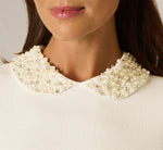 Long Sleeve Pearly Peter Pan Collar Sweater In Ivory 4