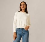Long Sleeve Pearly Peter Pan Collar Sweater In Ivory 1