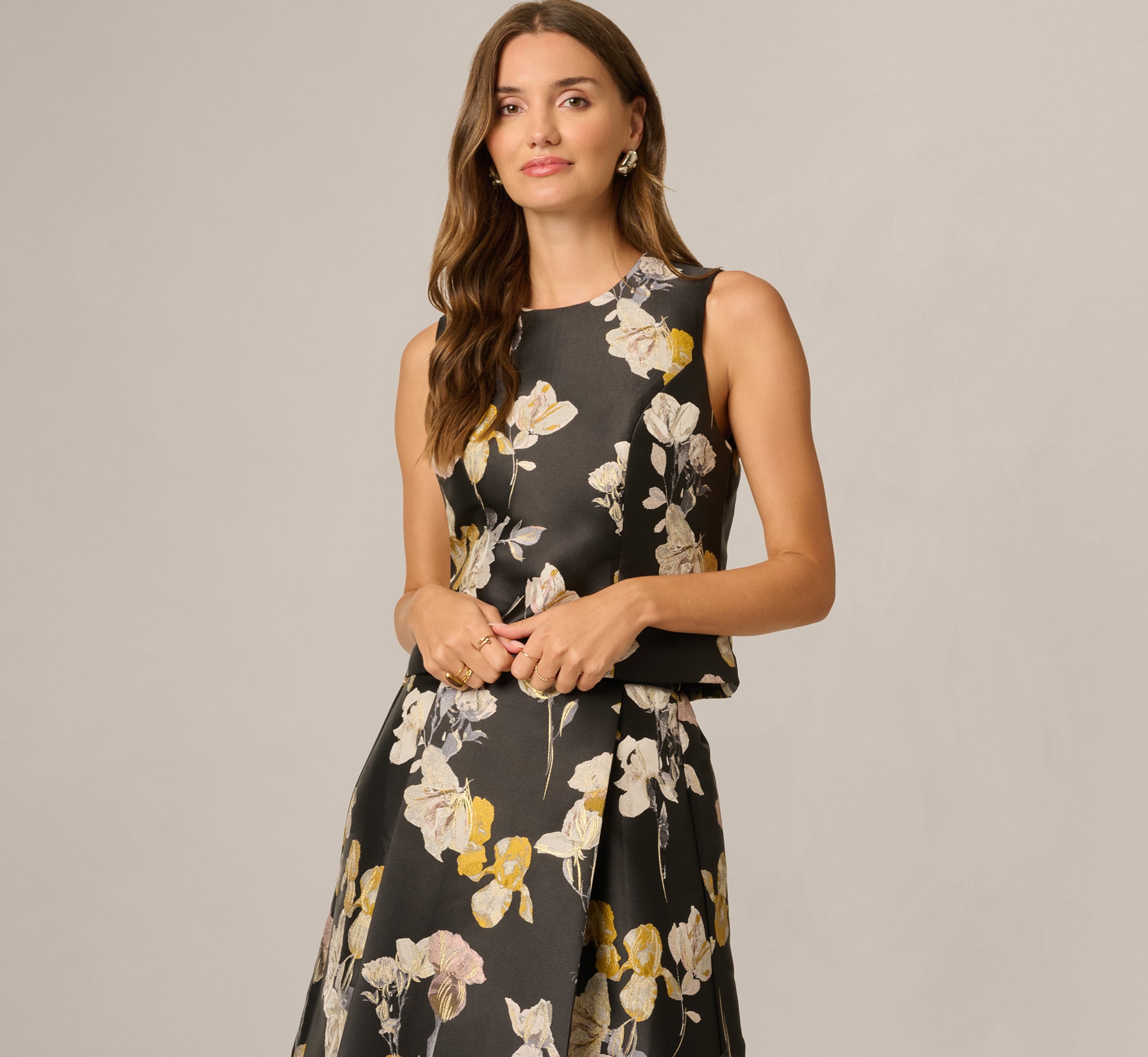 Sleeveless Brocade Top In Brocade Floral 1