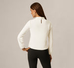 Long Sleeve Twist Bow Collar Top In Ivory 6