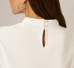Long Sleeve Twist Bow Collar Top In Ivory 5
