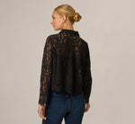 Long Sleeve Sheer Lace Blouse In Black 6
