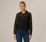 Long Sleeve Sheer Lace Blouse In Black 3