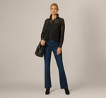 Long Sleeve Sheer Lace Blouse In Black 2