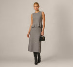Pearly Beaded Sweater Knit Midi Skirt In Dark Heather 1