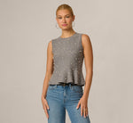 Pearly Beaded Sweater Knit Peplum Top In Dark Heather 3
