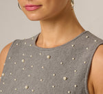 Pearly Beaded Sweater Knit Peplum Top In Dark Heather 4