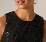 Scalloped Sequin Beaded Tank Top In Black 4