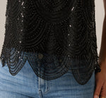 Scalloped Sequin Beaded Tank Top In Black 5