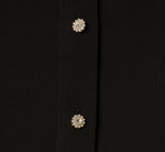 Long Sleeve Silky Rhinestone Beaded Blouse In Black 7