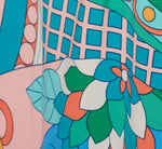 Plus Size Long Sleeve Retro Printed A Line Dress In Peach Multi 6