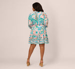 Plus Size Long Sleeve Retro Printed A Line Dress In Peach Multi 5