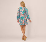 Long Sleeve Retro Printed A Line Dress In Peach Multi 6