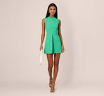 Sleeveless Romper With Peplum Hem In Flora Green 1