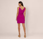 Shirred Jersey Dress With Dual Beaded Straps In Hot Magenta 5