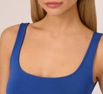 Crochet Trimmed Sheath Midi Dress With Tank Straps In Cobalt 4