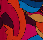 Retro Floral Print Shirred Dress With Long Bishop Sleeves In Berry Multi 6