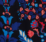 Abstract Print Button Down Dress With Three Quarter Bell Sleeves In Navy Multi 6