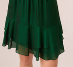 Metallic Blouson Halter Dress In Emerald Green 5